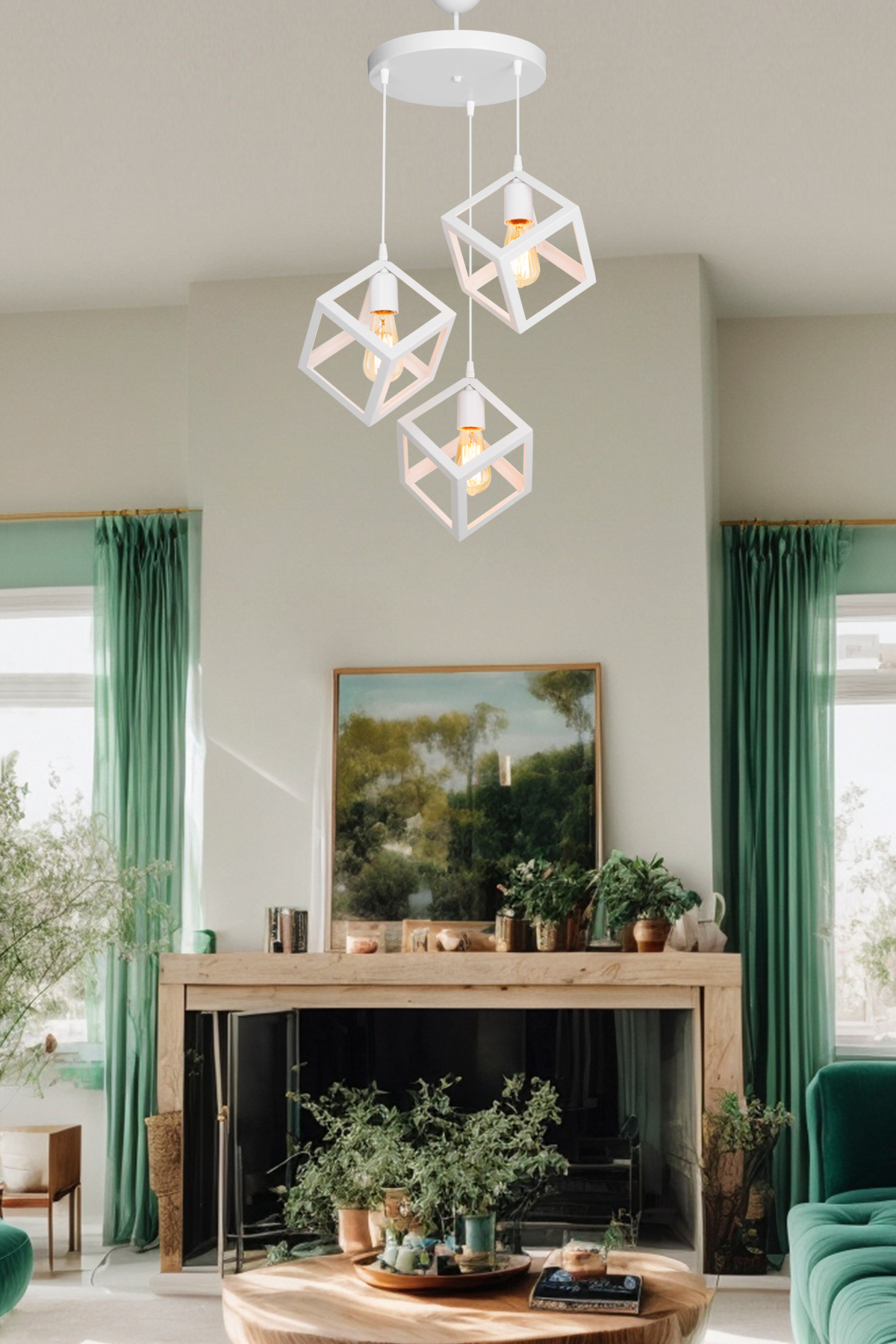 ASZ.1811 - Küp Üçlü Avize Beyaz